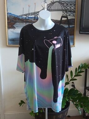 Nebula Paint Bucket Spilling Light Rainbow T-Shirt P2P 23.5" 31"L 3XL